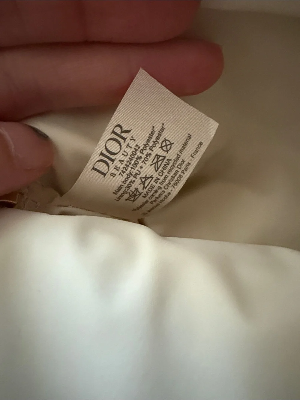 Dior Ivory Cosmetic Pouch with Gold CD Emblem